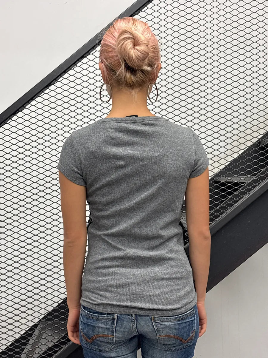 2000s Dolce & Gabbana Grey Sequin Front Knit T-Shirt QvEFaxfA 2