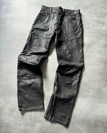 Dainese Black Moto Biker Leather Pants (S) - 10