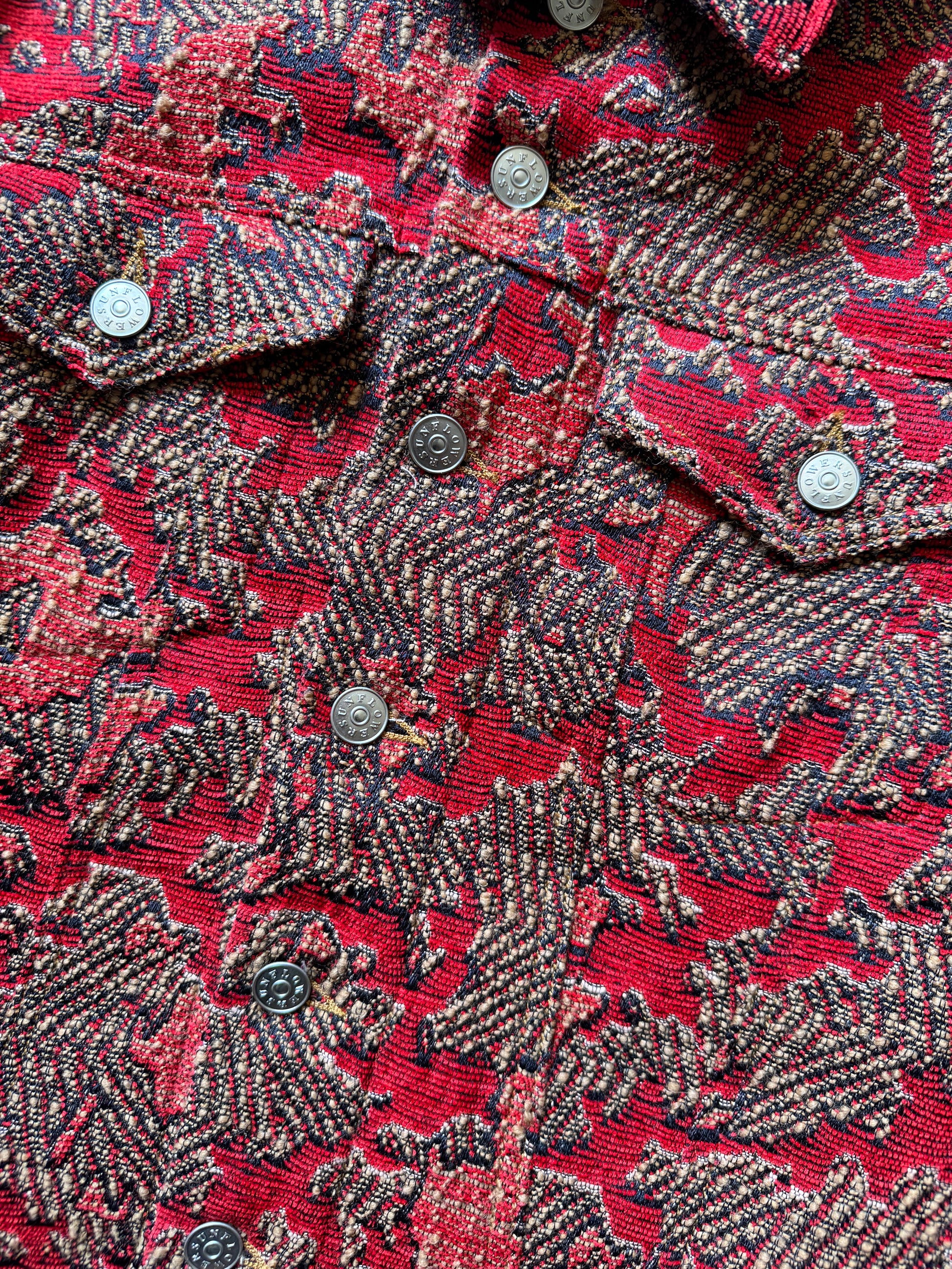 SS2020 Sunflower Red Jacquard Jacket  (L) - 8