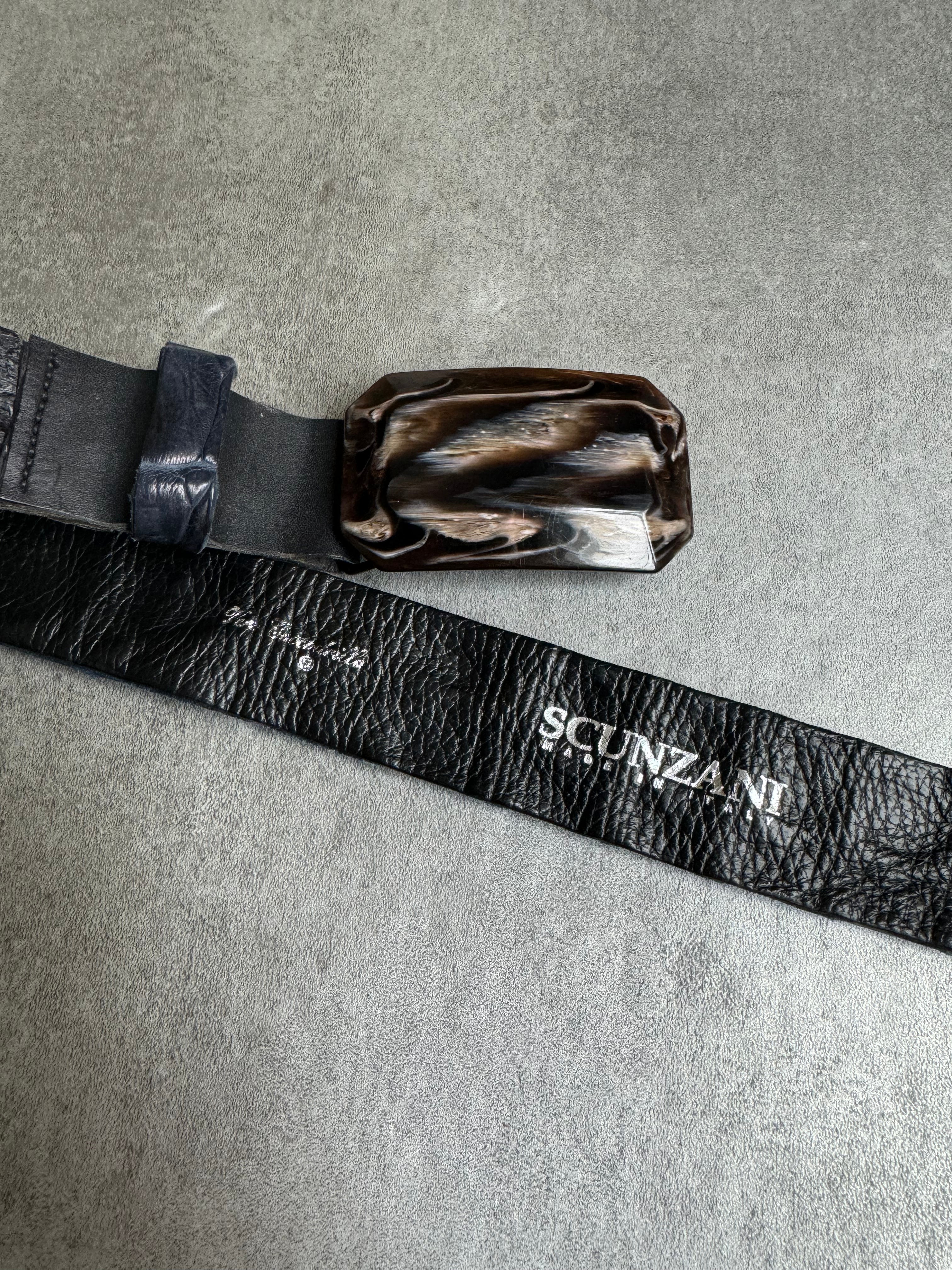 Scunzani Artisanal Navy Crocodile Leather Belt (OS) - 8