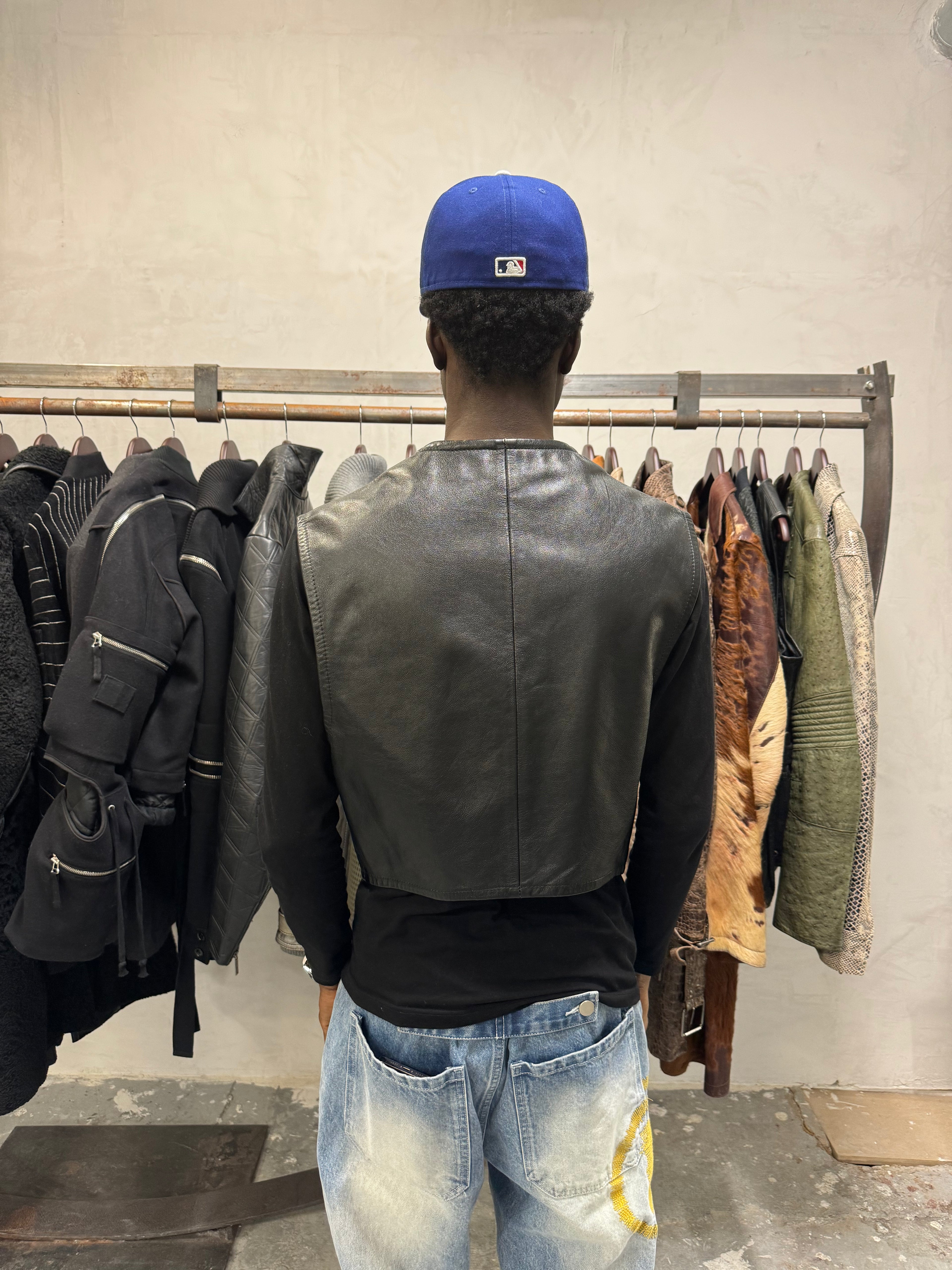 AW1994 Dolce & Gabbana Black Premium Leather Biker Vest (S/M) - 4