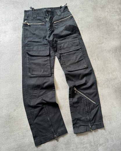 AW2002 Dolce & Gabbana Black Asymmetrical Multi Zips Cargo Pants (S) - 4