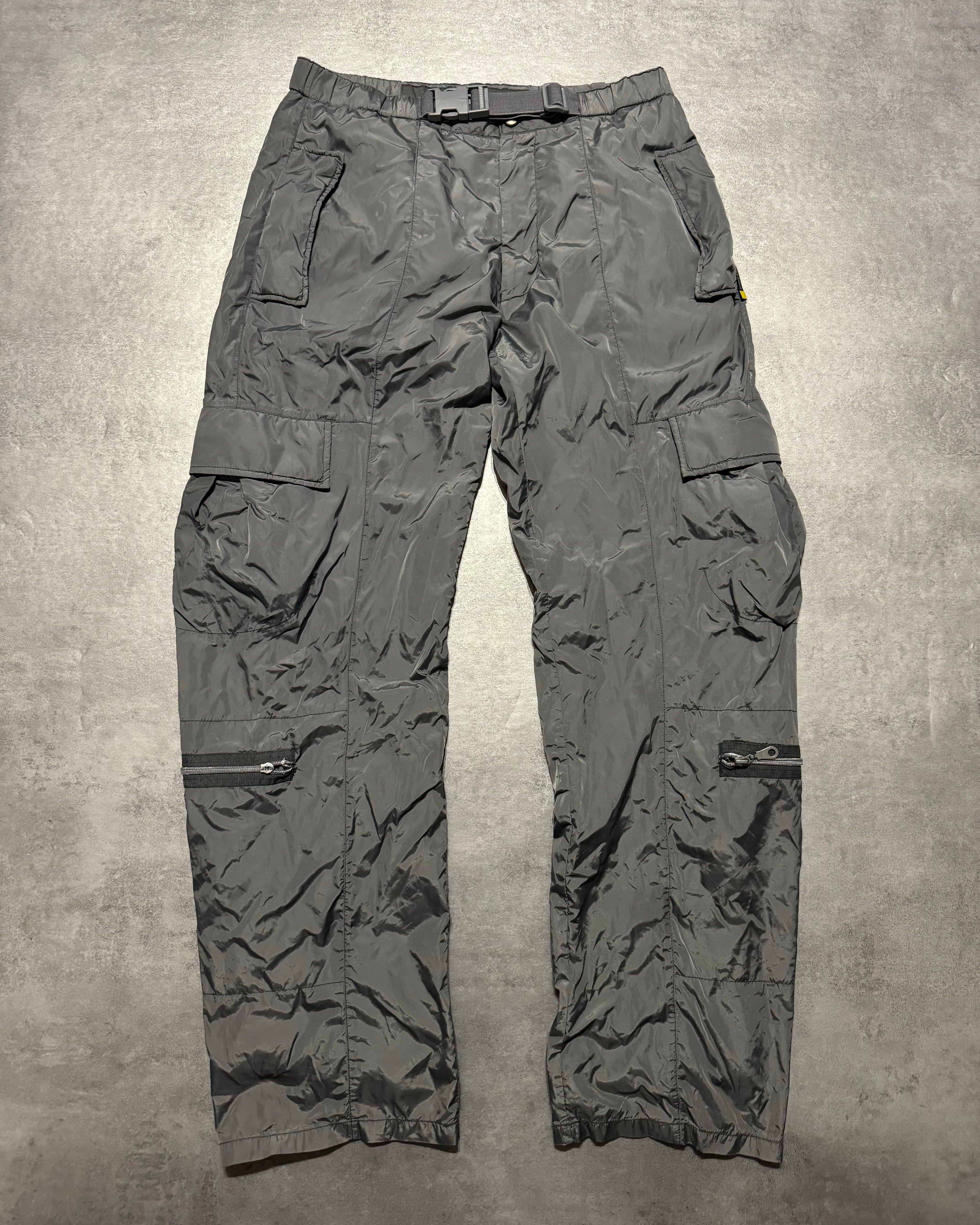 2000s Marithé + François Girbaud Tactical Grey Nylon Cargo Pants (M) - 1