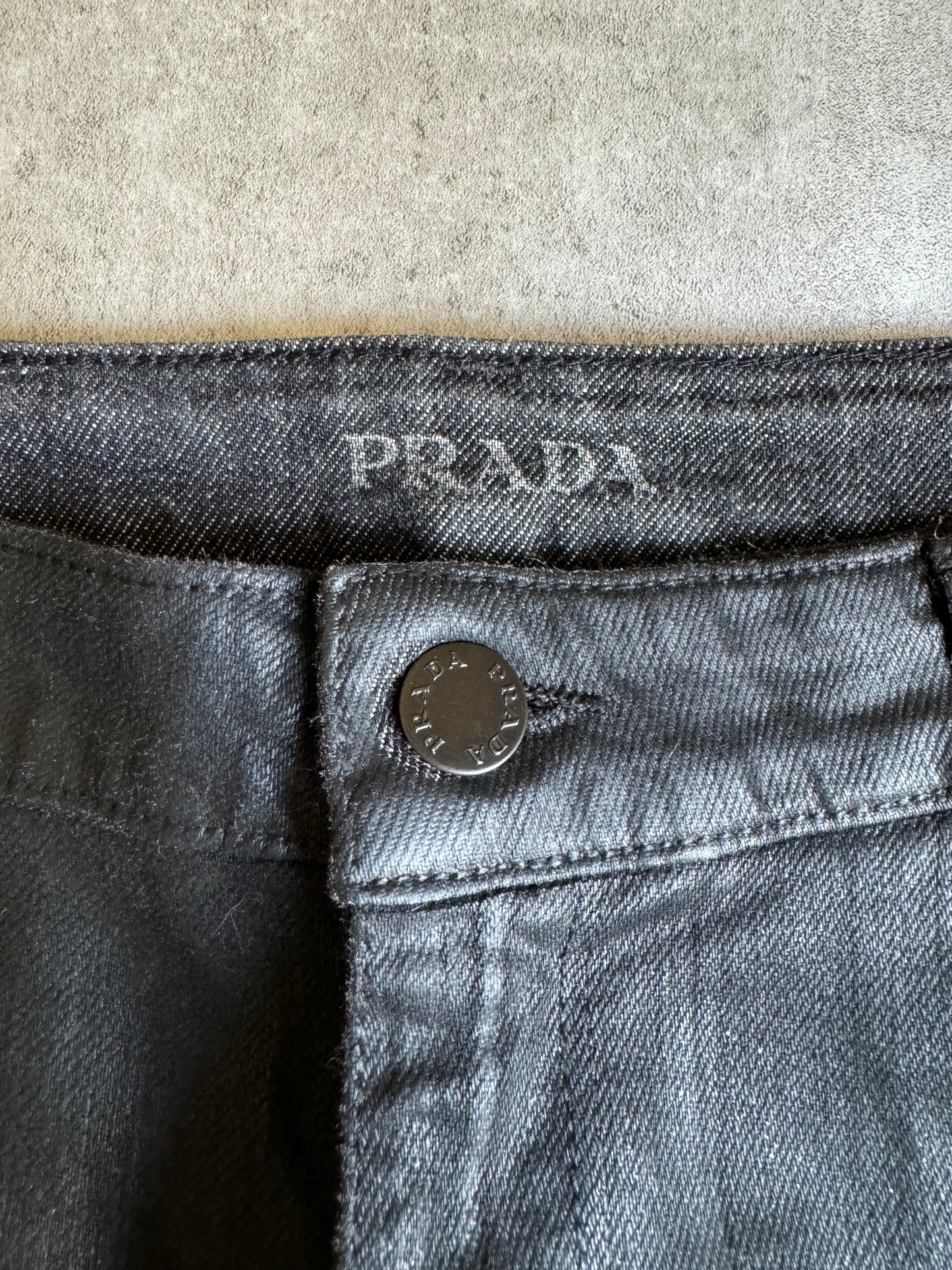 SS2007 Prada Waxed Black Shadow Rockstar Pants (M) - 8