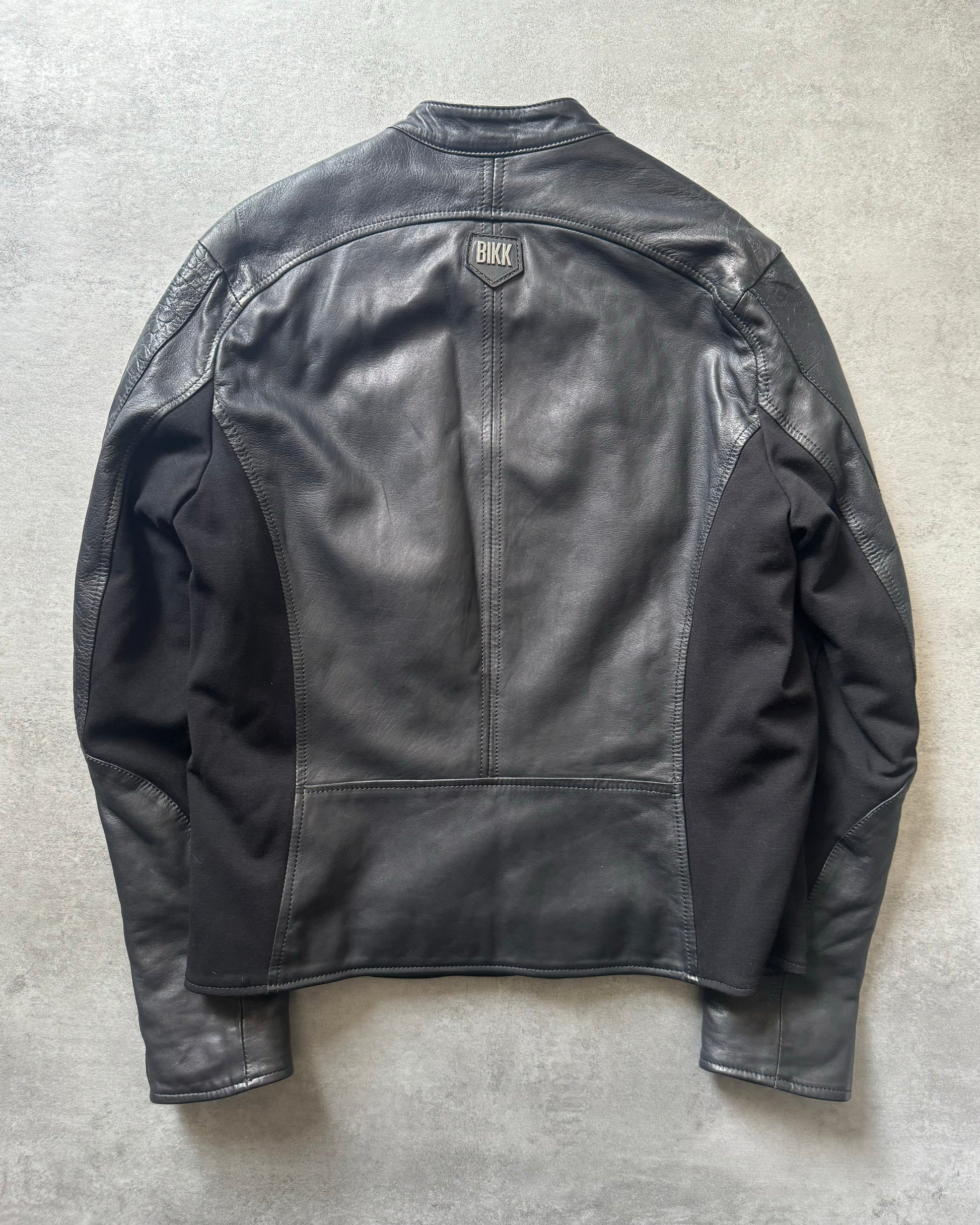 2000s Dirk Bikkembergs Strong Front Panel Biker Leather Jacket  (M) - 5