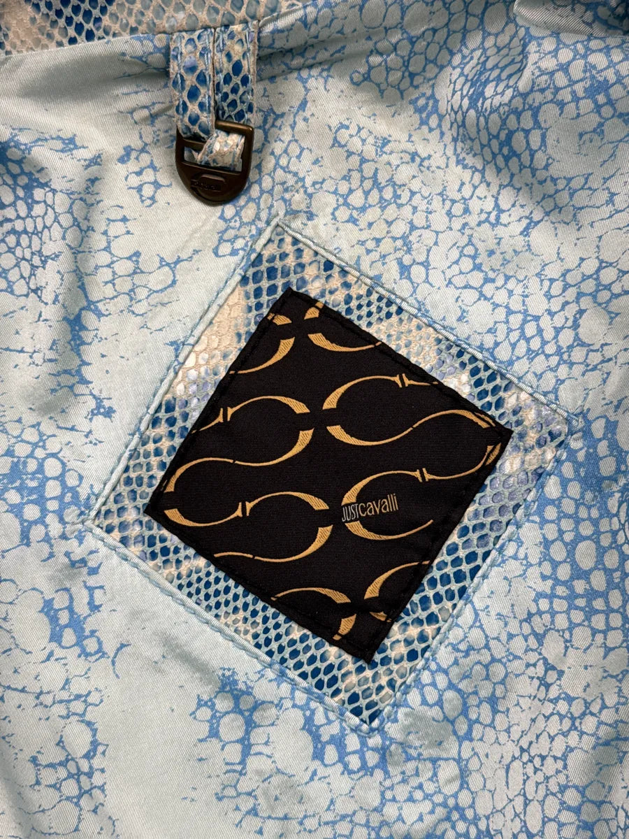 AW2005 Cavalli Blue Leather Python Varnished Effect Leather Jacket RGncqsOV 13