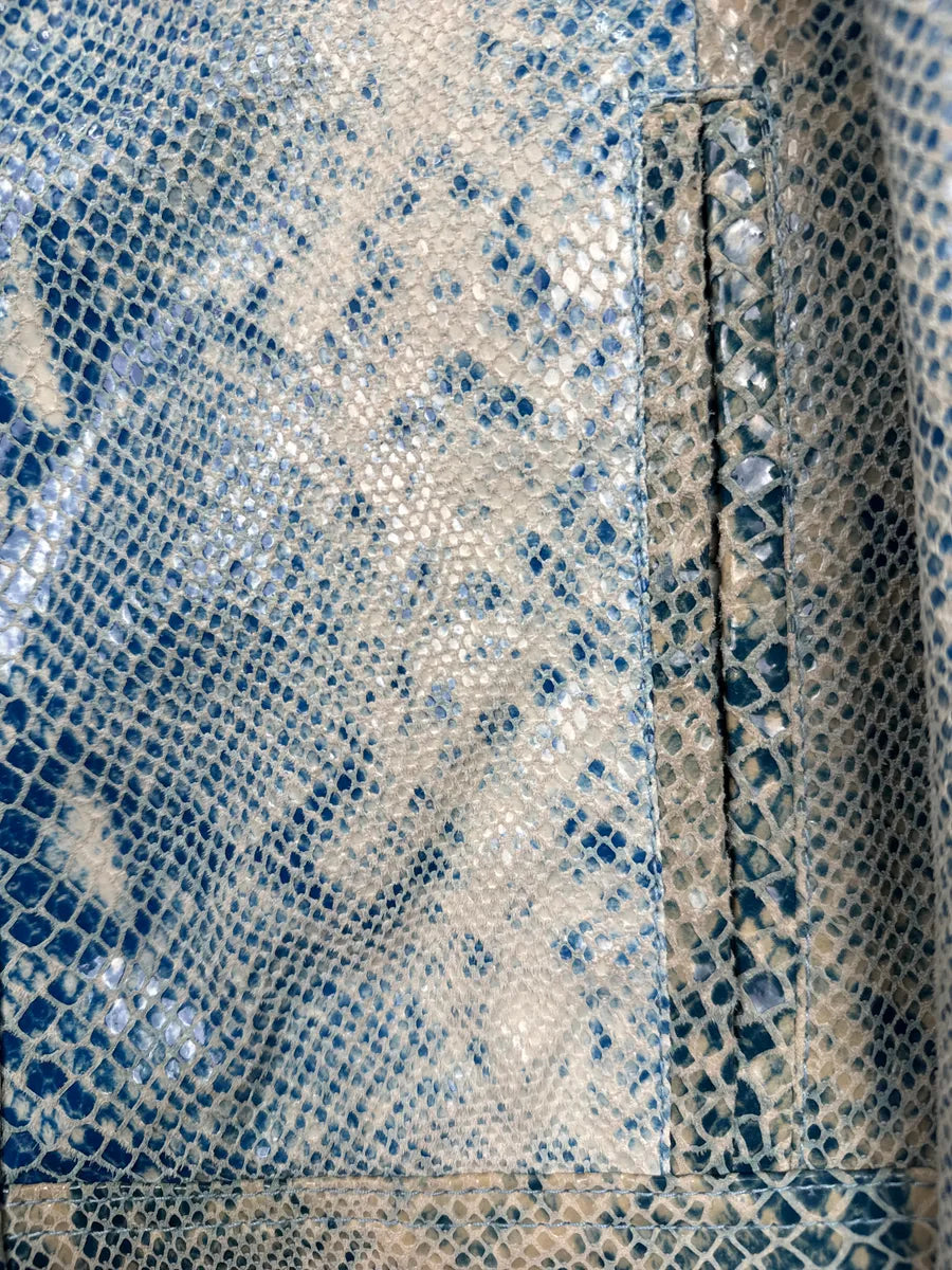 AW2005 Cavalli Blue Leather Python Varnished Effect Leather Jacket RGncqsOV 8