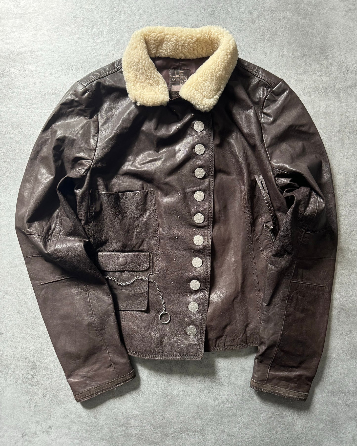2000s Marithé + François Girbaud Calfwash Asymmetrical Shearling Leather Jacket (S) - 6
