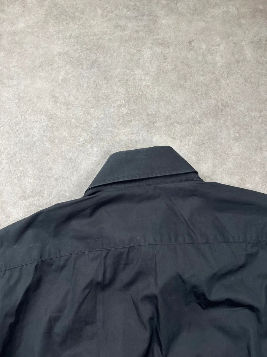 Armani Black Pleated Front Concealed Placket Shirt RIokfsEg 9