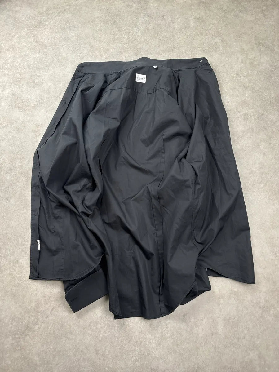 Armani Black Pleated Front Concealed Placket Shirt RIokfsEg 6