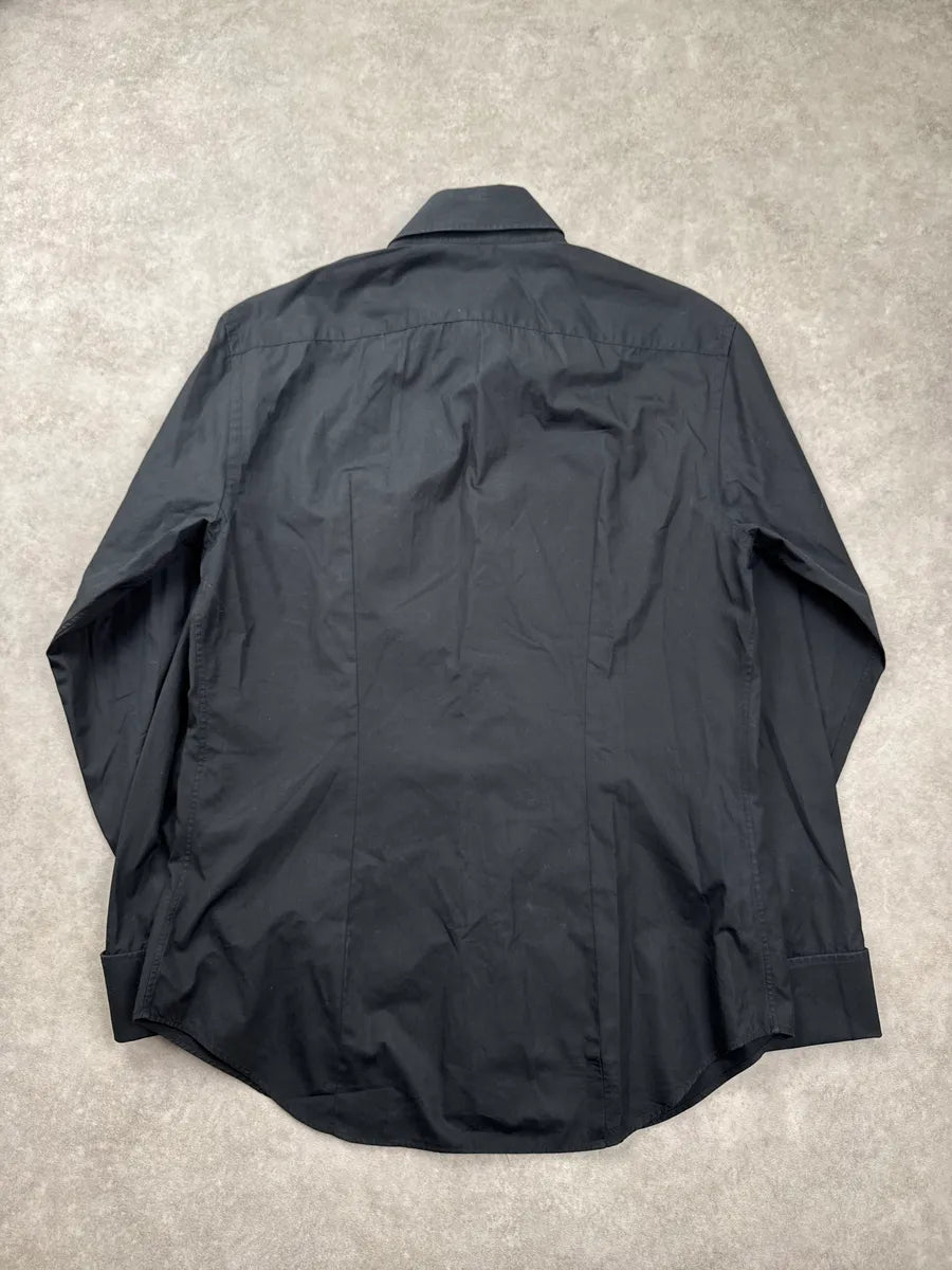 Armani Black Pleated Front Concealed Placket Shirt RIokfsEg 5