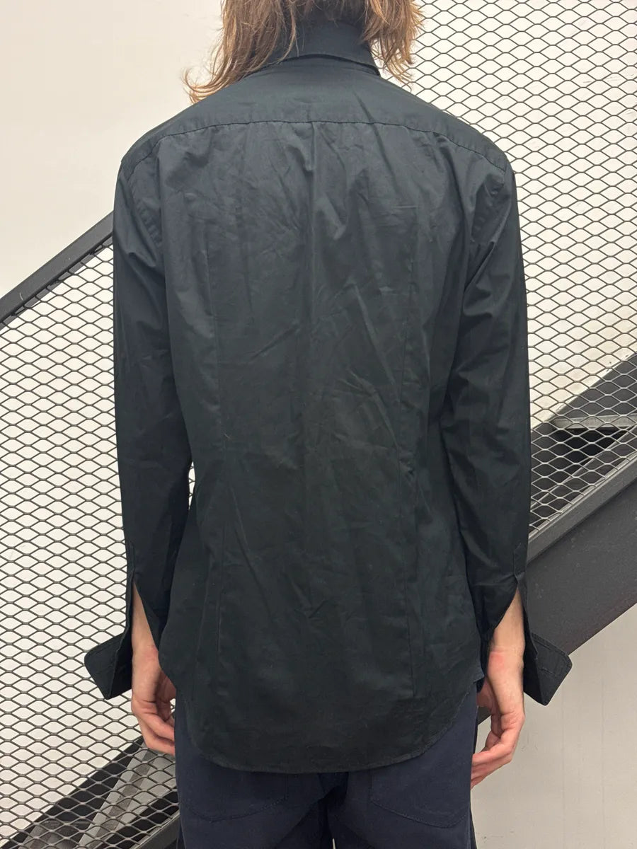 Armani Black Pleated Front Concealed Placket Shirt RIokfsEg 2