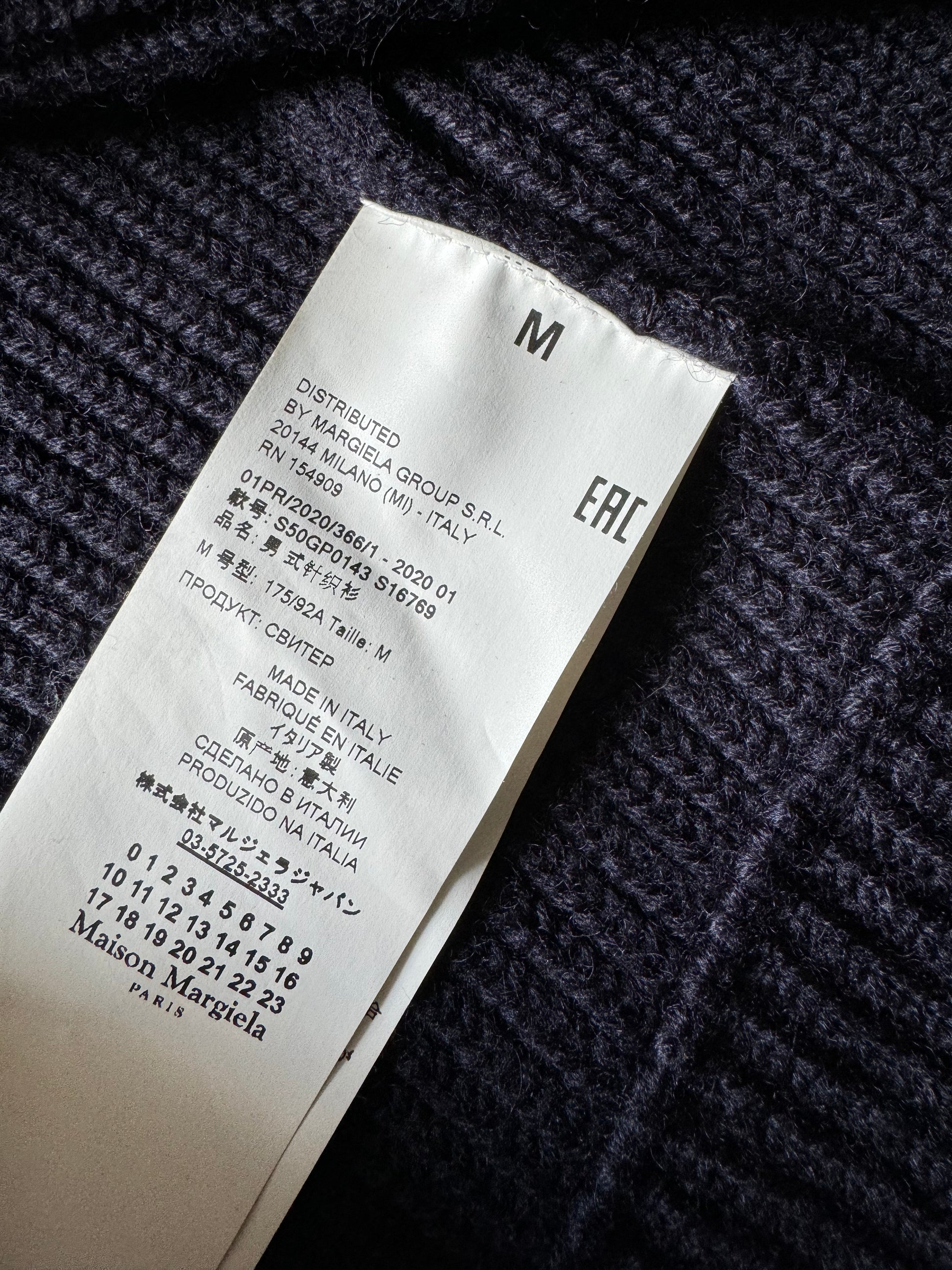 SS2020 Maison Margiela Navy Wool Zip-Up Sweater (M) - 10