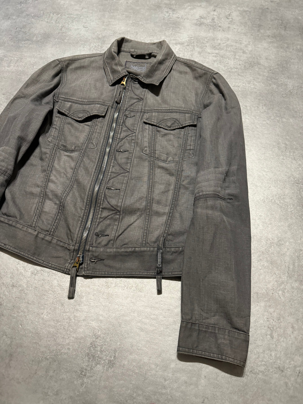 2000s Marithé + François Girbaud Grey Buttoned Jacket  (S) - 6