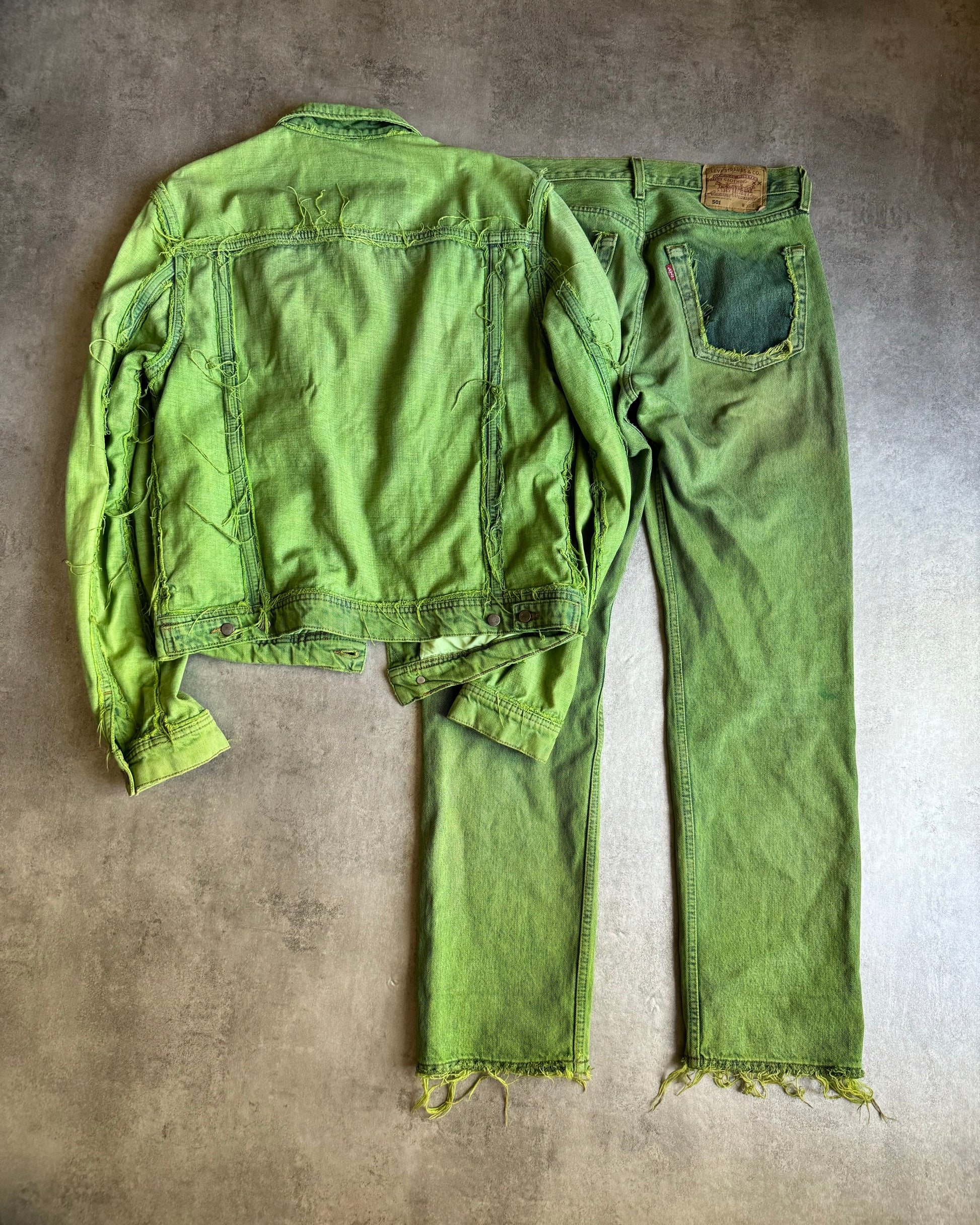 Acid Green Margiela Jacket & Levis Pants Set (M) - 2