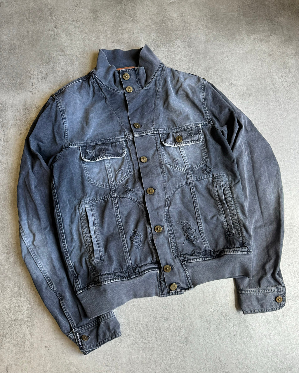 SS2008 Dolce & Gabbana Distressed Tern Grey Buttons Jacket (M) - 3