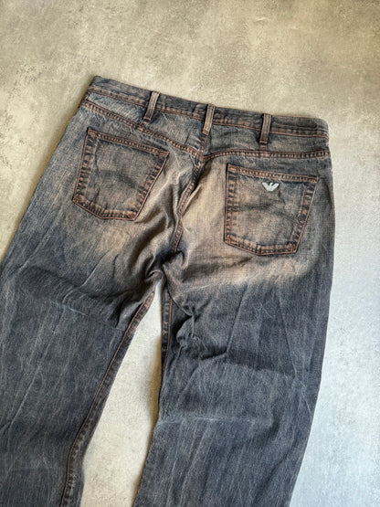 2000s Armani Vintage Faded Wash Effect Denim Jeans (L) - 7