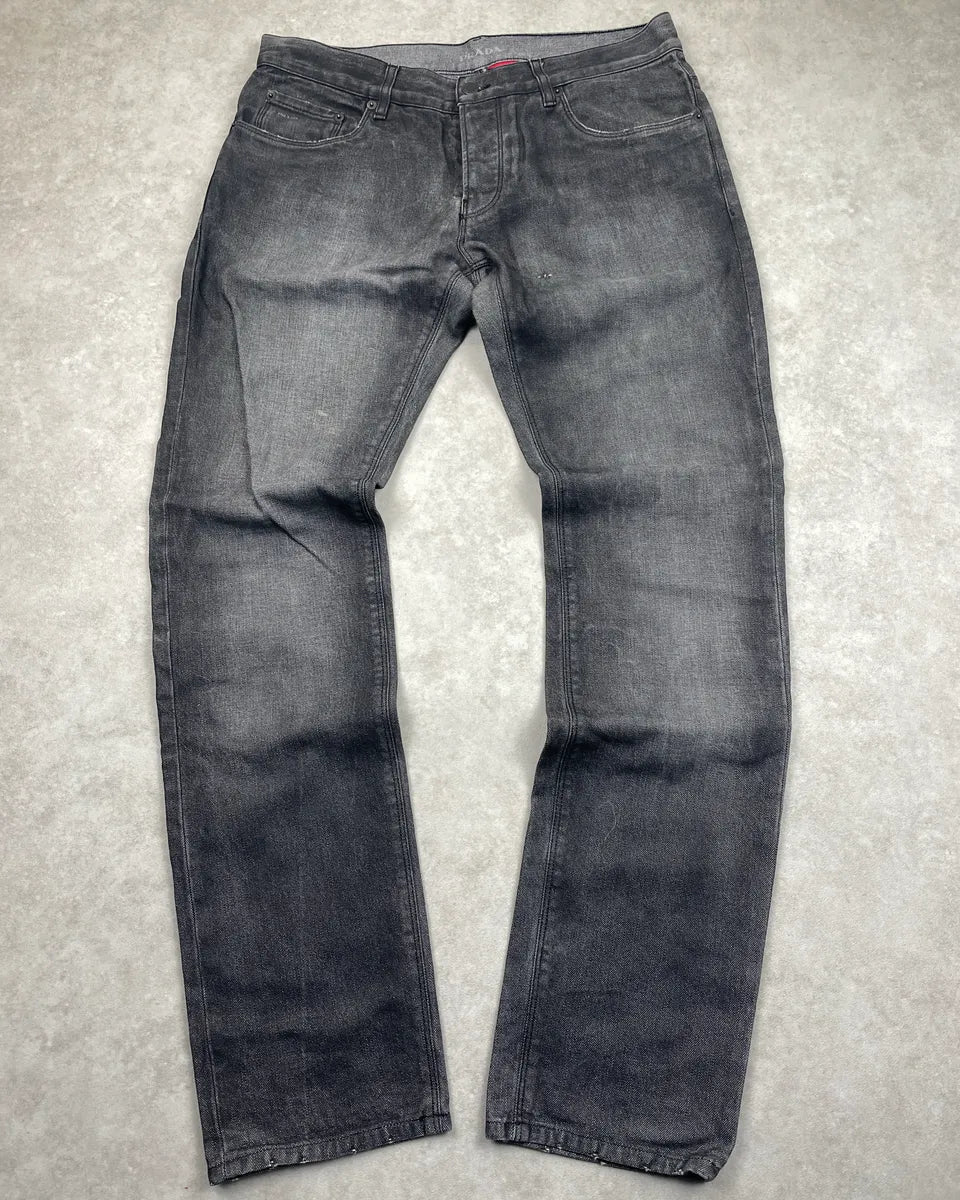 AW2008 Prada Dark Grey Denim Tapered Washed Jeans RQtCcOLc 0