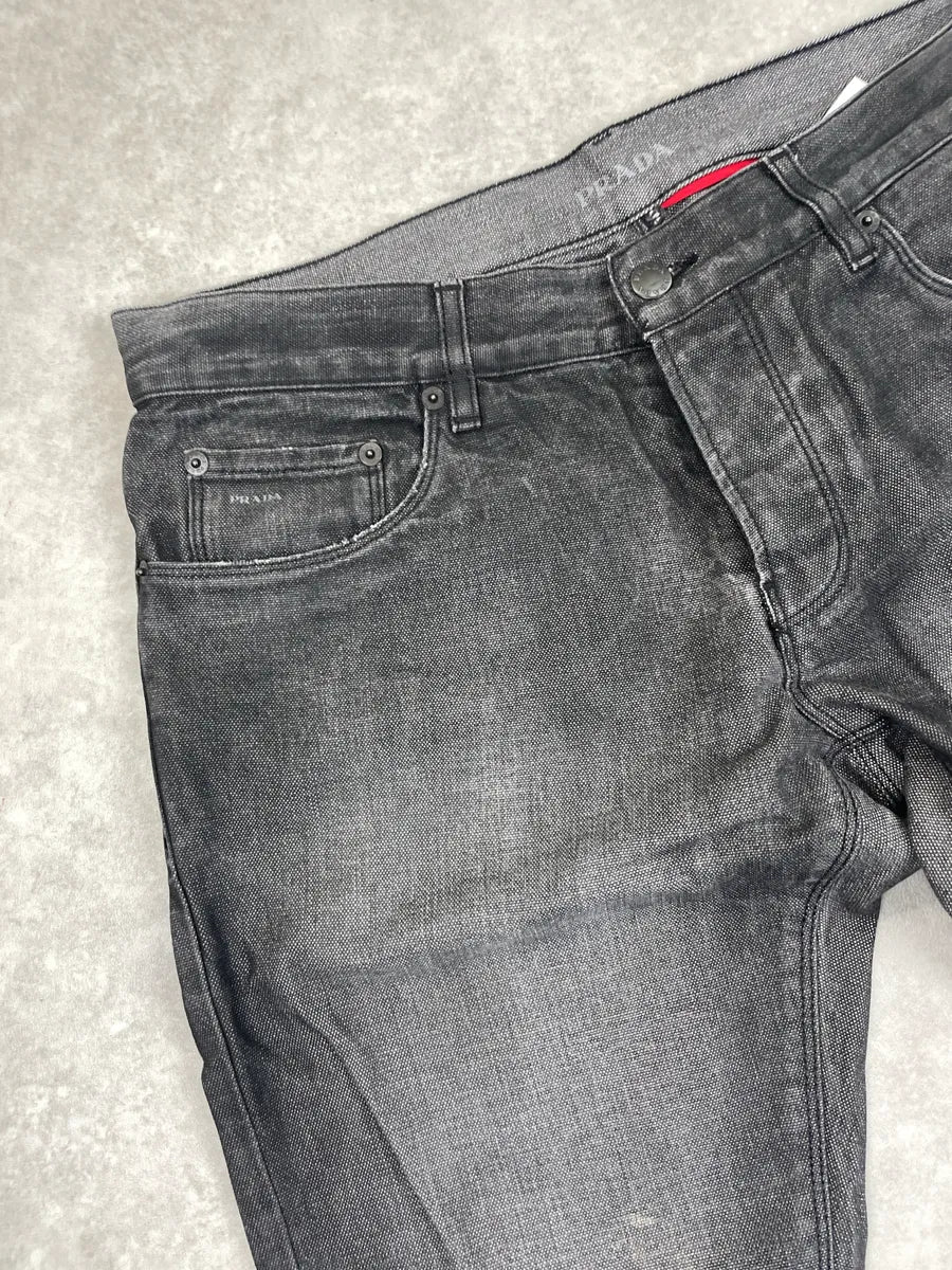AW2008 Prada Dark Grey Denim Tapered Washed Jeans RQtCcOLc 6