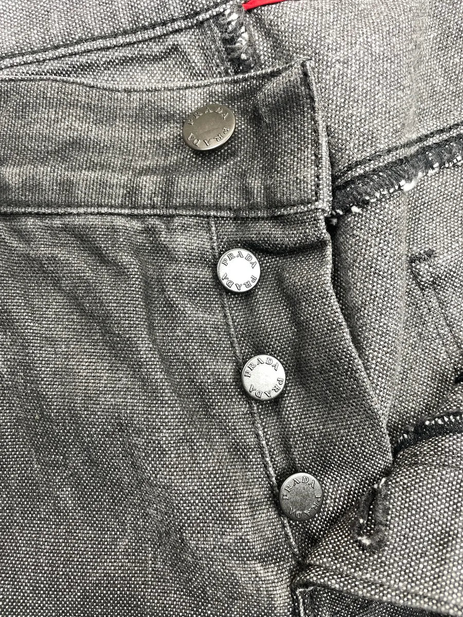 AW2008 Prada Dark Grey Denim Tapered Washed Jeans RQtCcOLc 11