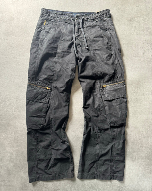 2000s Armani Wide Black Cargo Pants  (M) - 1