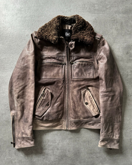 2000s Dolce & Gabbana Premium Brut Leather Jacket  (S) - 1