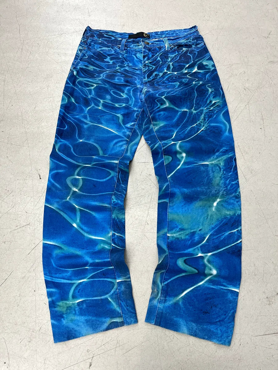 2000s Cavalli Water Reflect Blue Pants RXwsfWOM 4