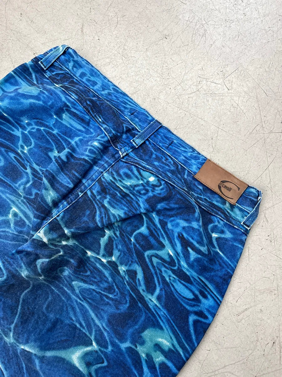 2000s Cavalli Water Reflect Blue Pants RXwsfWOM 8