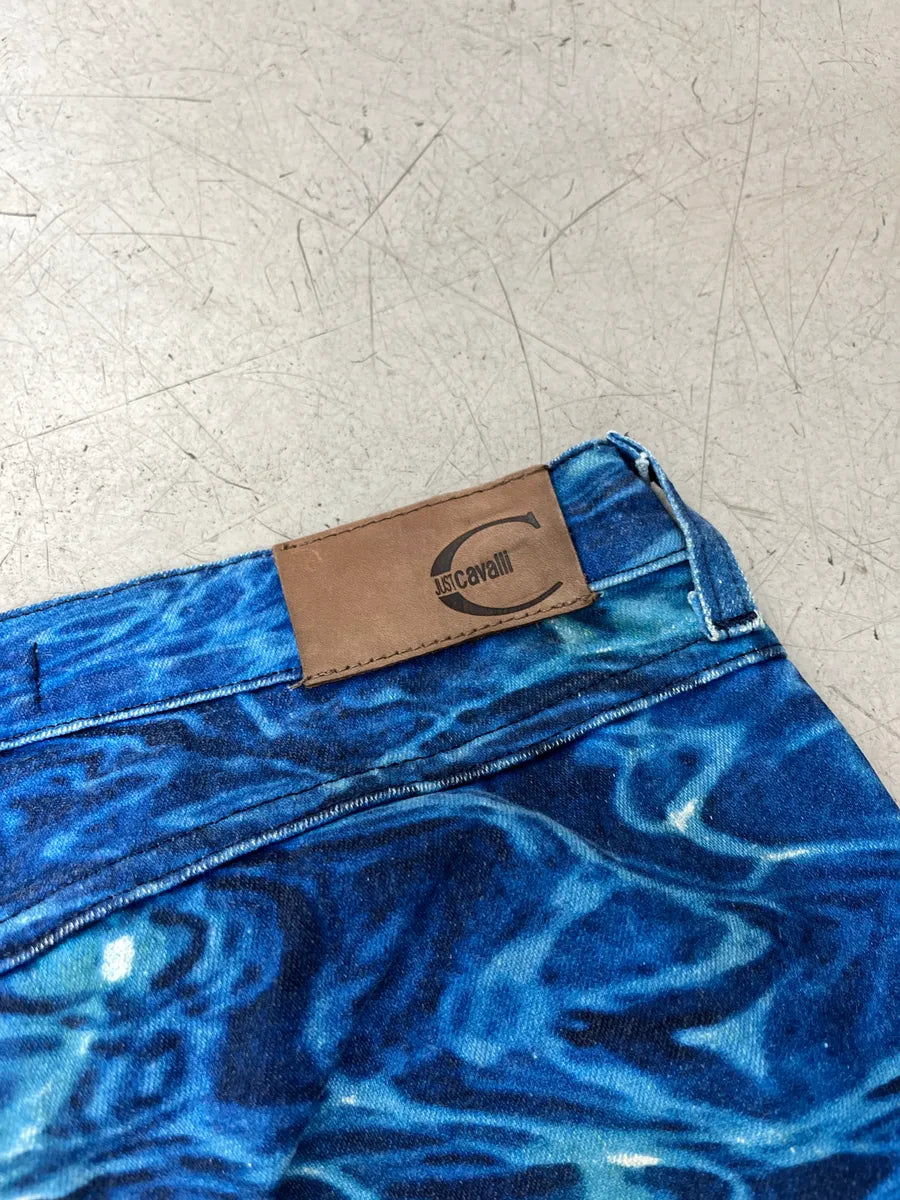 2000s Cavalli Water Reflect Blue Pants RXwsfWOM 9