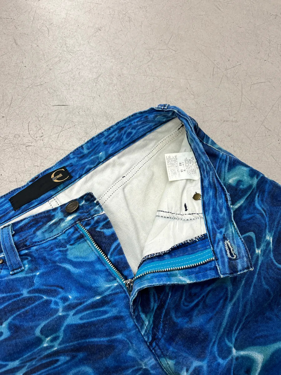 2000s Cavalli Water Reflect Blue Pants RXwsfWOM 10