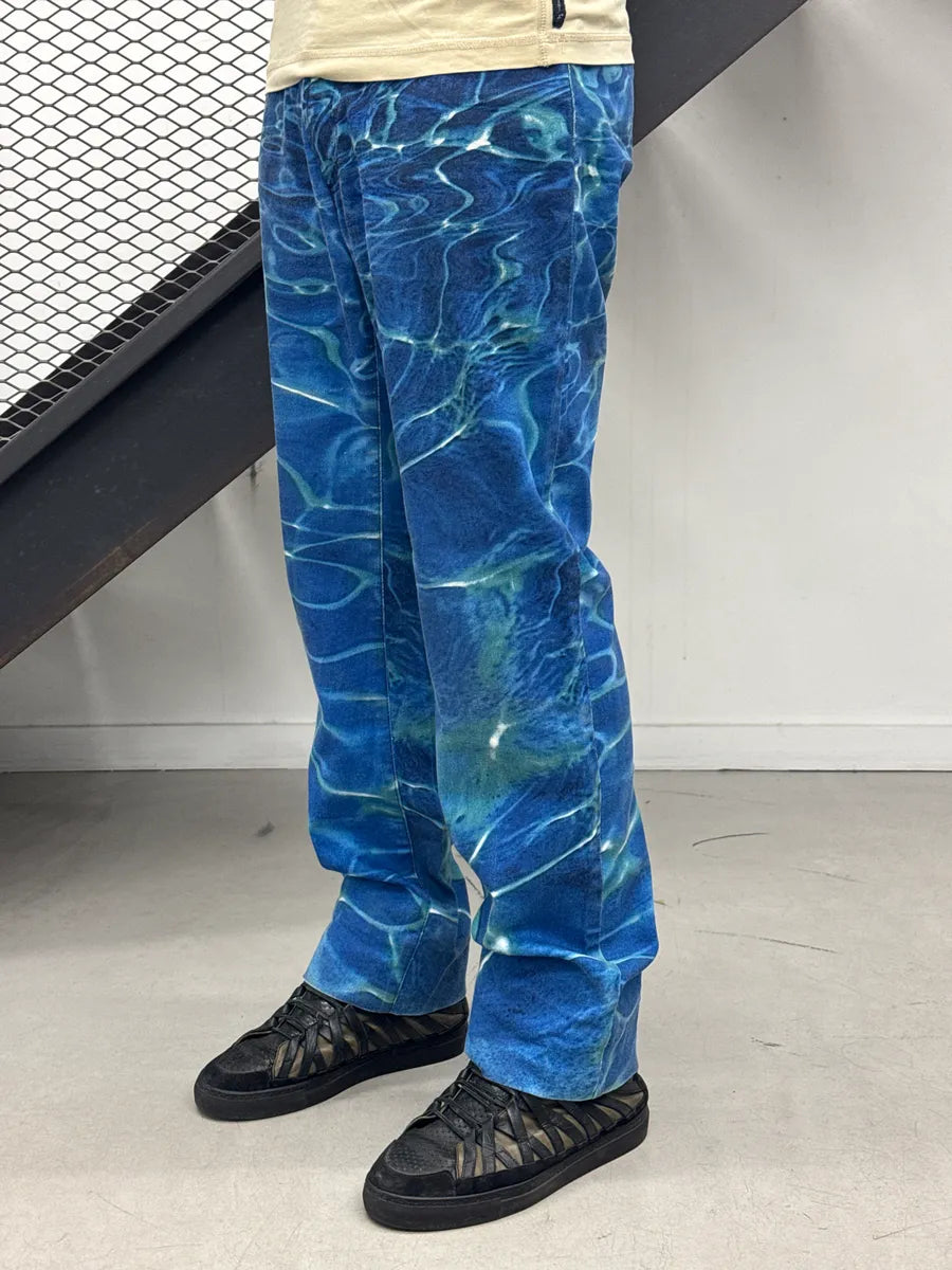 2000s Cavalli Water Reflect Blue Pants RXwsfWOM 2