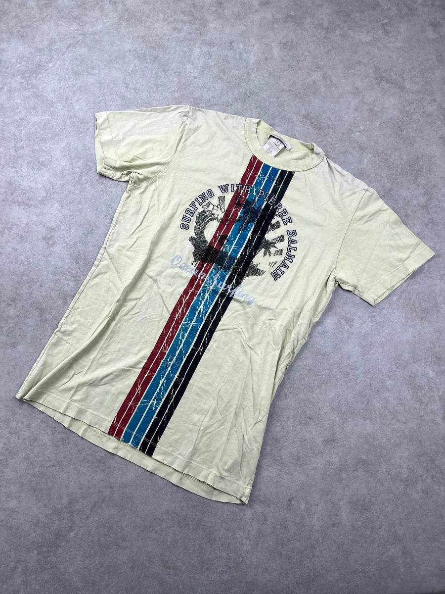 SS2013 Pierre Balmain Pale Yellow Surfing T-Shirt RYdCPeUG 4
