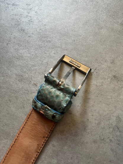 Artisanal Italian Python Leather Blue Belt (OS) - 4