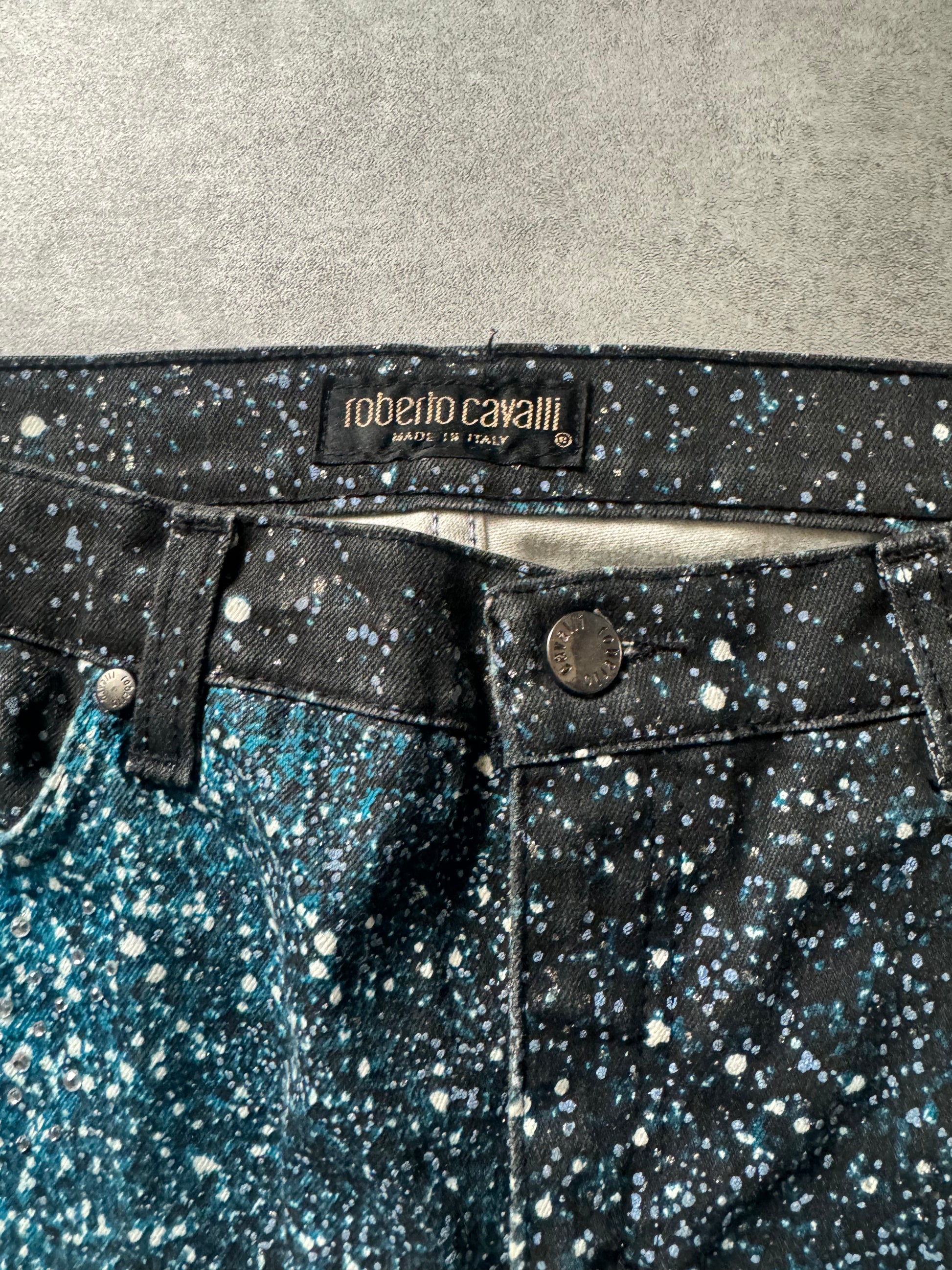 Roberto Cavalli Galaxy Expansion Blue Pants  (L) - 8