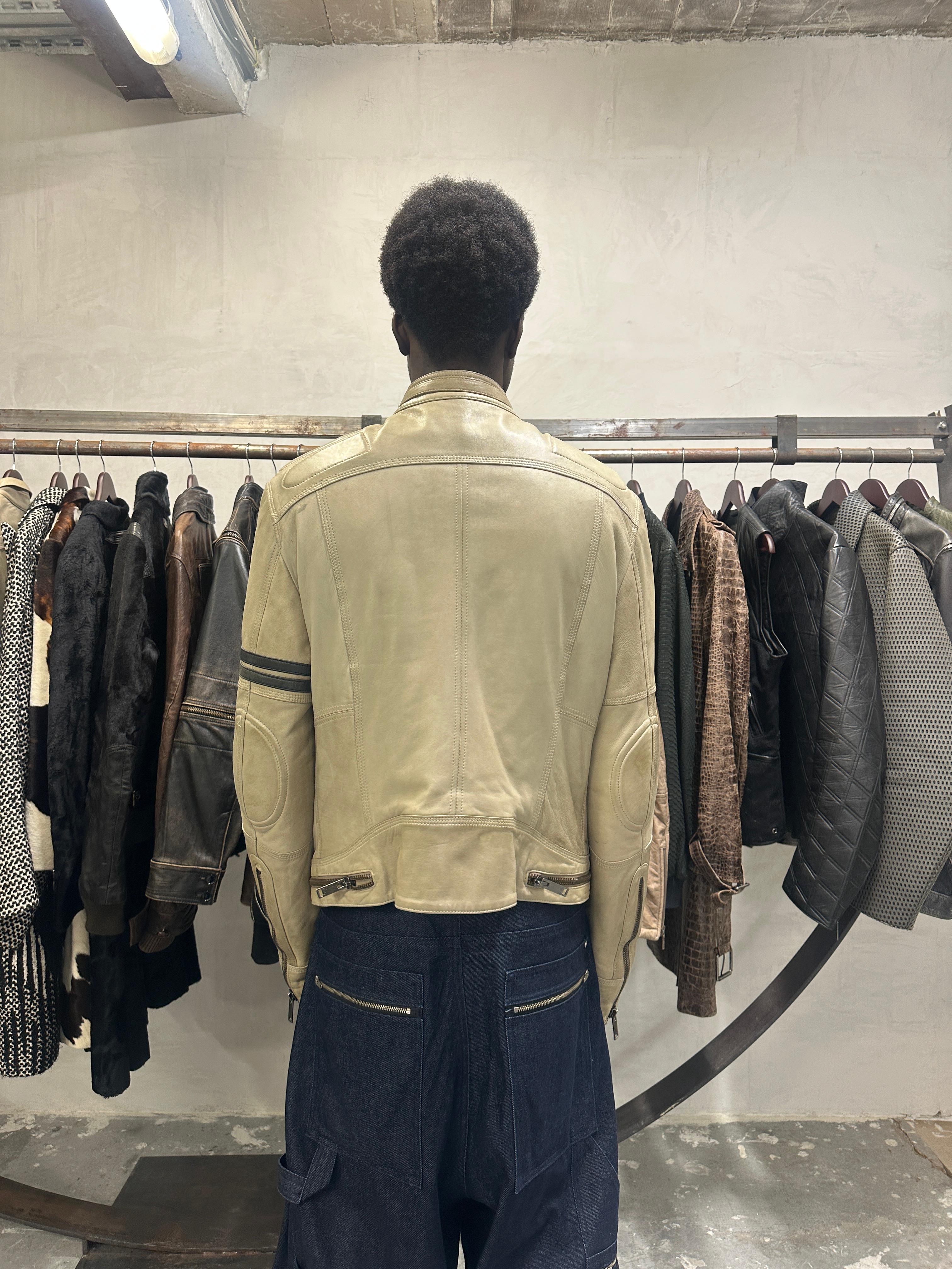 AW2004 Dolce & Gabbana Astro Biker Cafe Cream Leather Jacke (M/L) - 4
