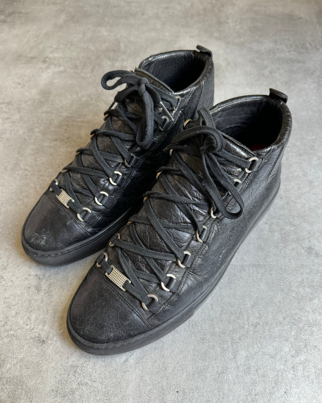 Balenciaga Arena High Black Leather Shoes (43) - 5