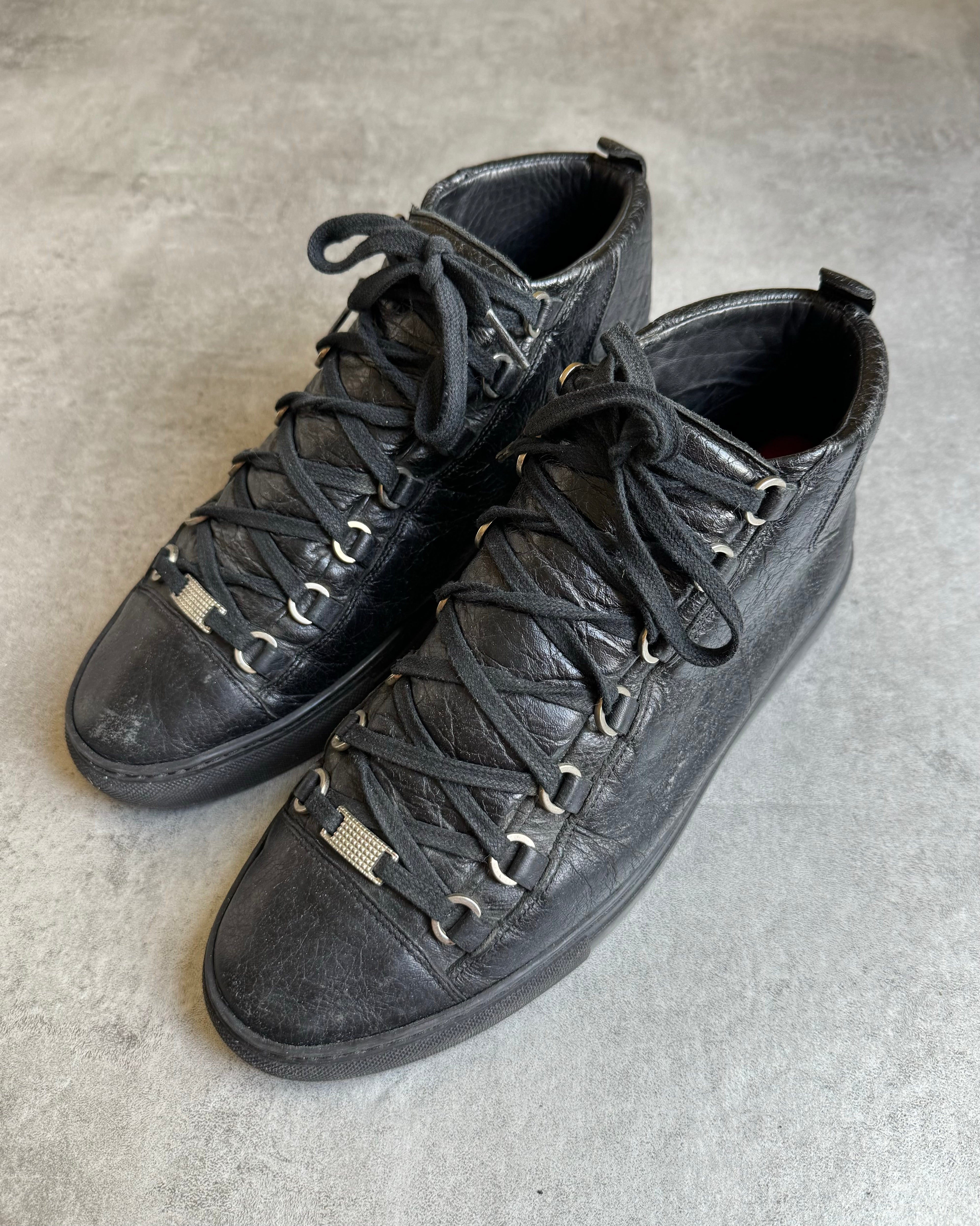 Balenciaga Arena High Black Leather Shoes (43) - 5