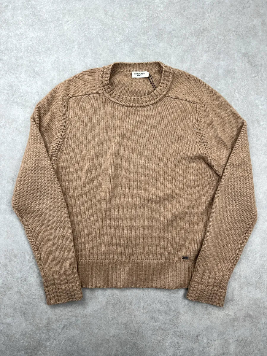 SS2018 Saint Laurent Camel Wool Crewneck Sweater RdjRhBAr 0