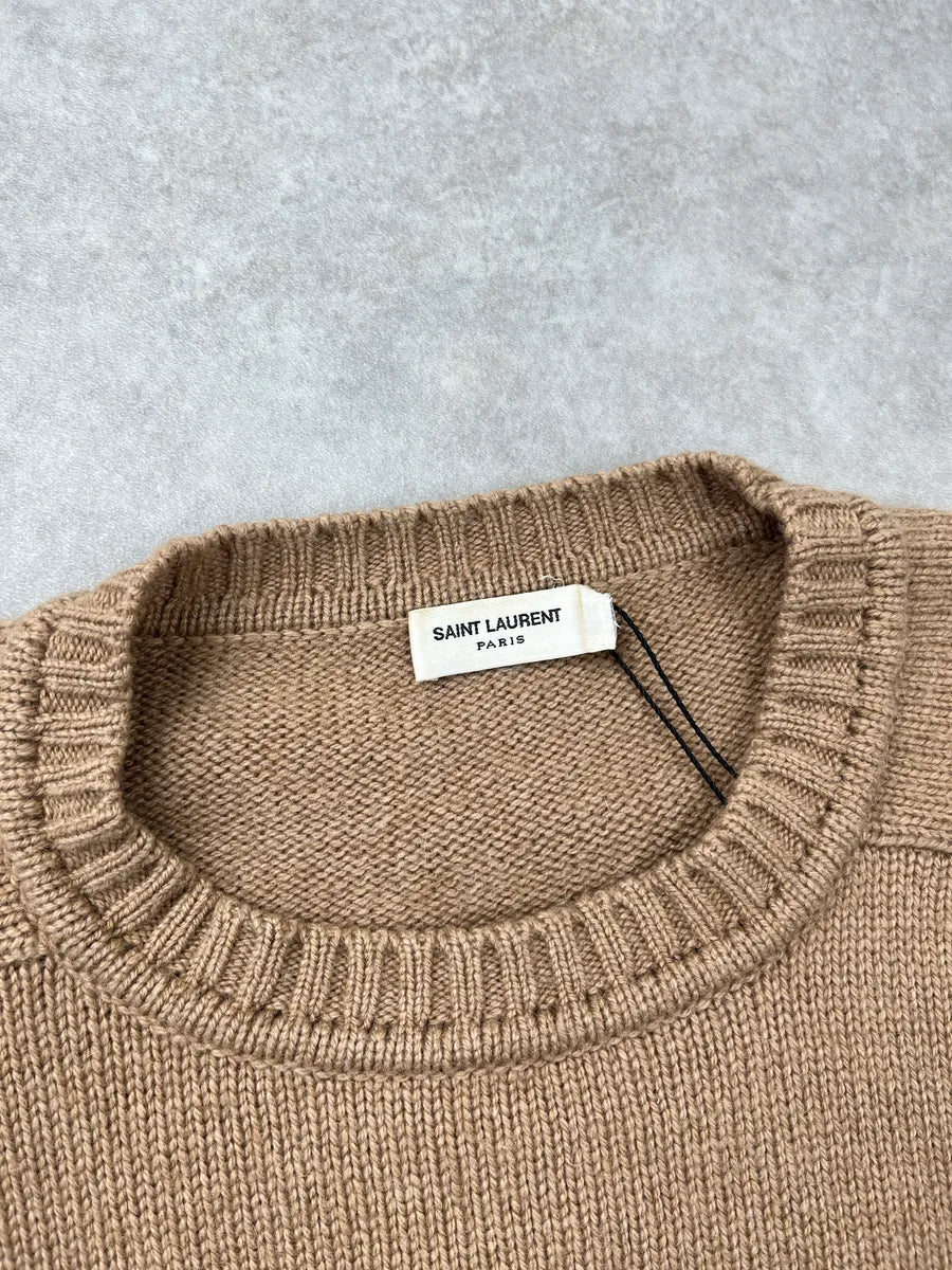 SS2018 Saint Laurent Camel Wool Crewneck Sweater RdjRhBAr 9
