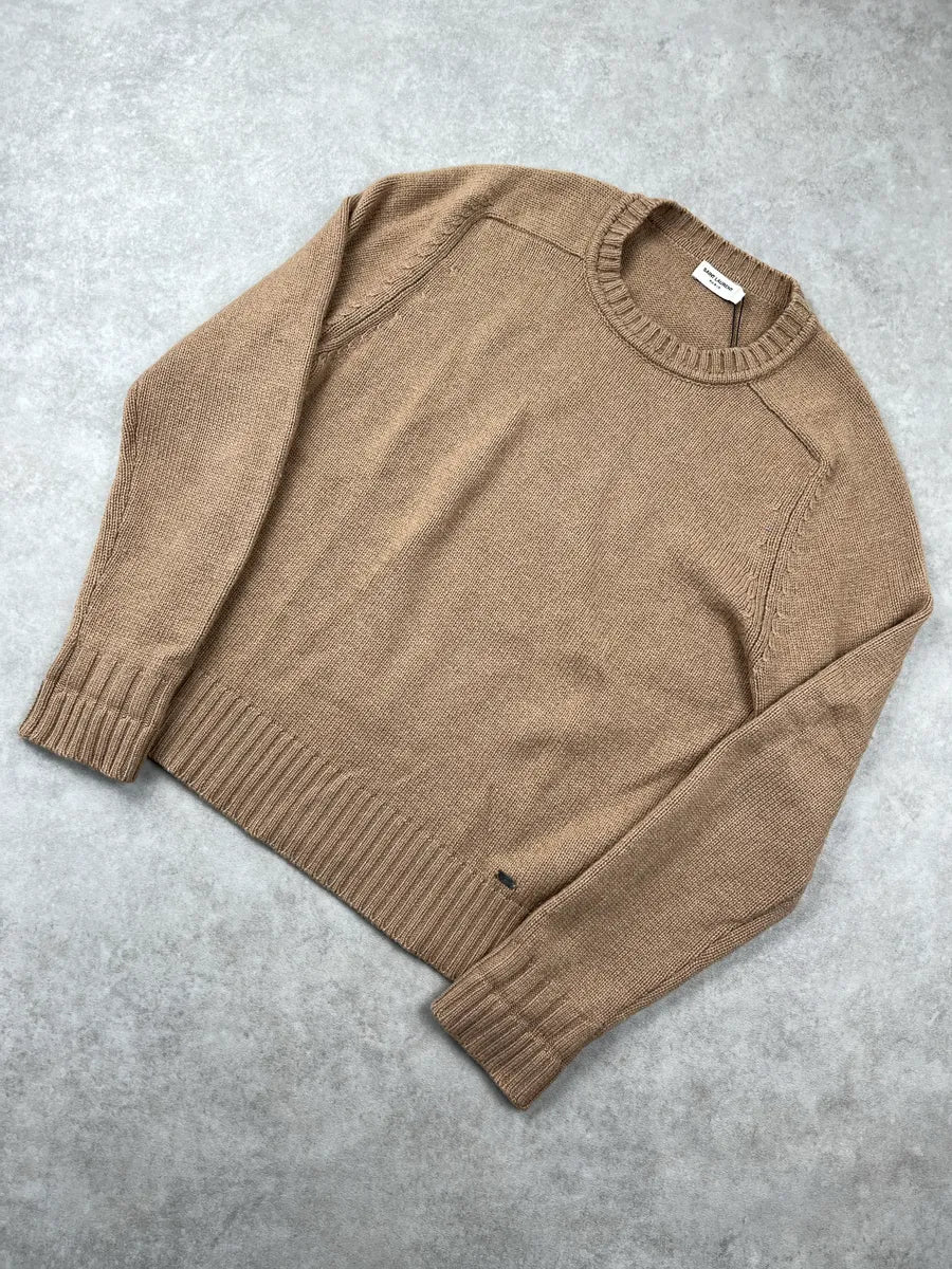 SS2018 Saint Laurent Camel Wool Crewneck Sweater RdjRhBAr 6