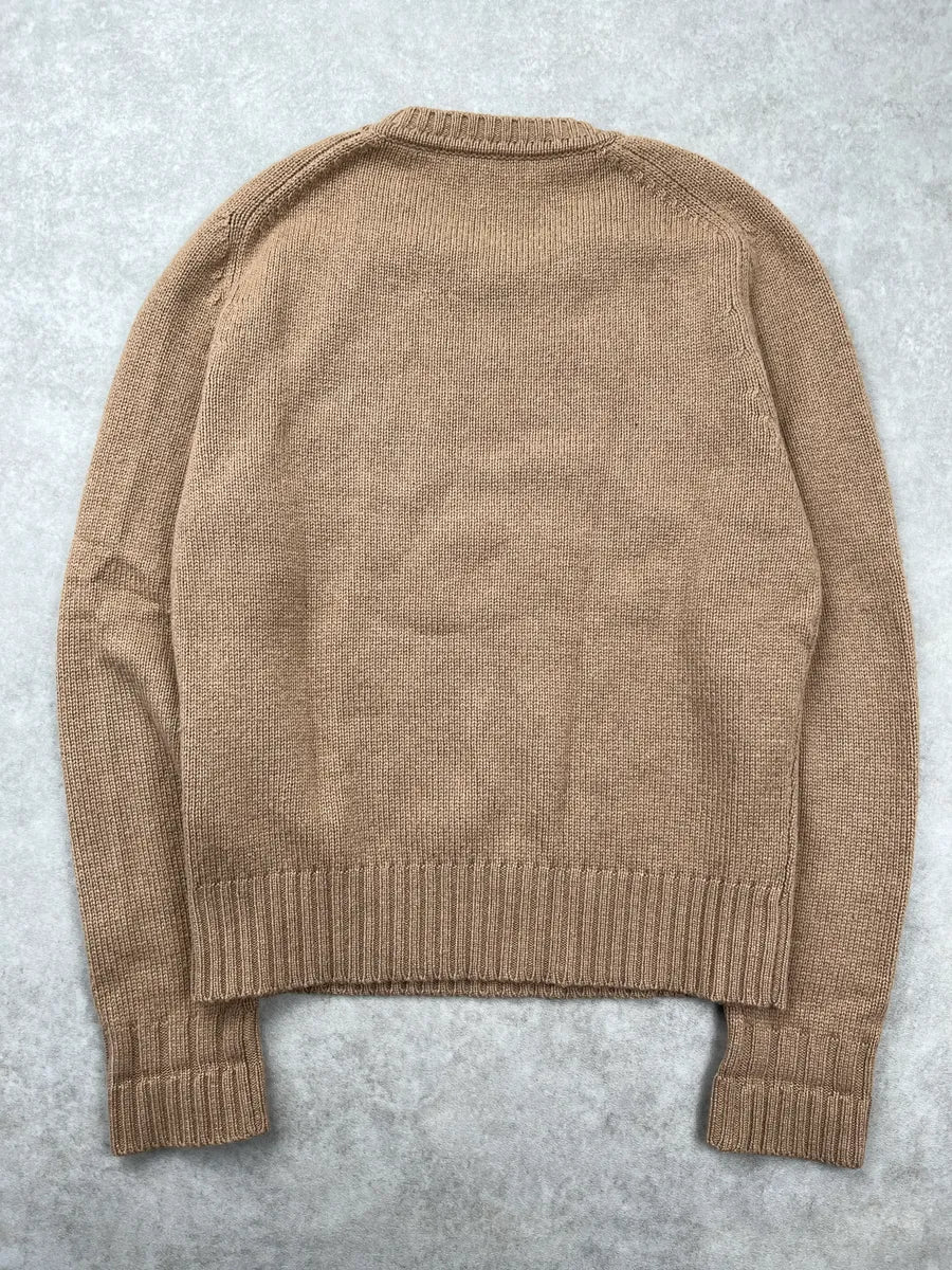 SS2018 Saint Laurent Camel Wool Crewneck Sweater RdjRhBAr 3