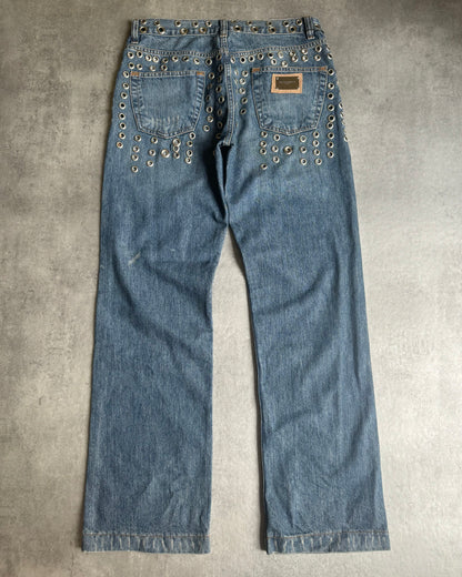 SS2006 Dolce & Gabbana Eyled Punk Holes Jeans (M) - 7