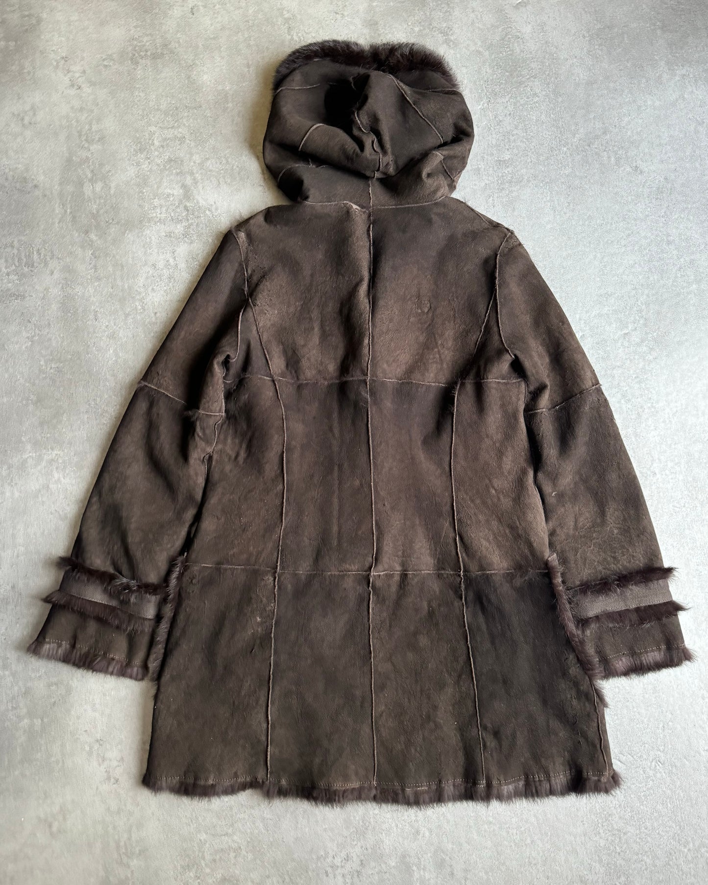 2000s Armani Reversible 2 in 1 Avant-Garde Brown Rustic Fur Jacket (S/M) - 4