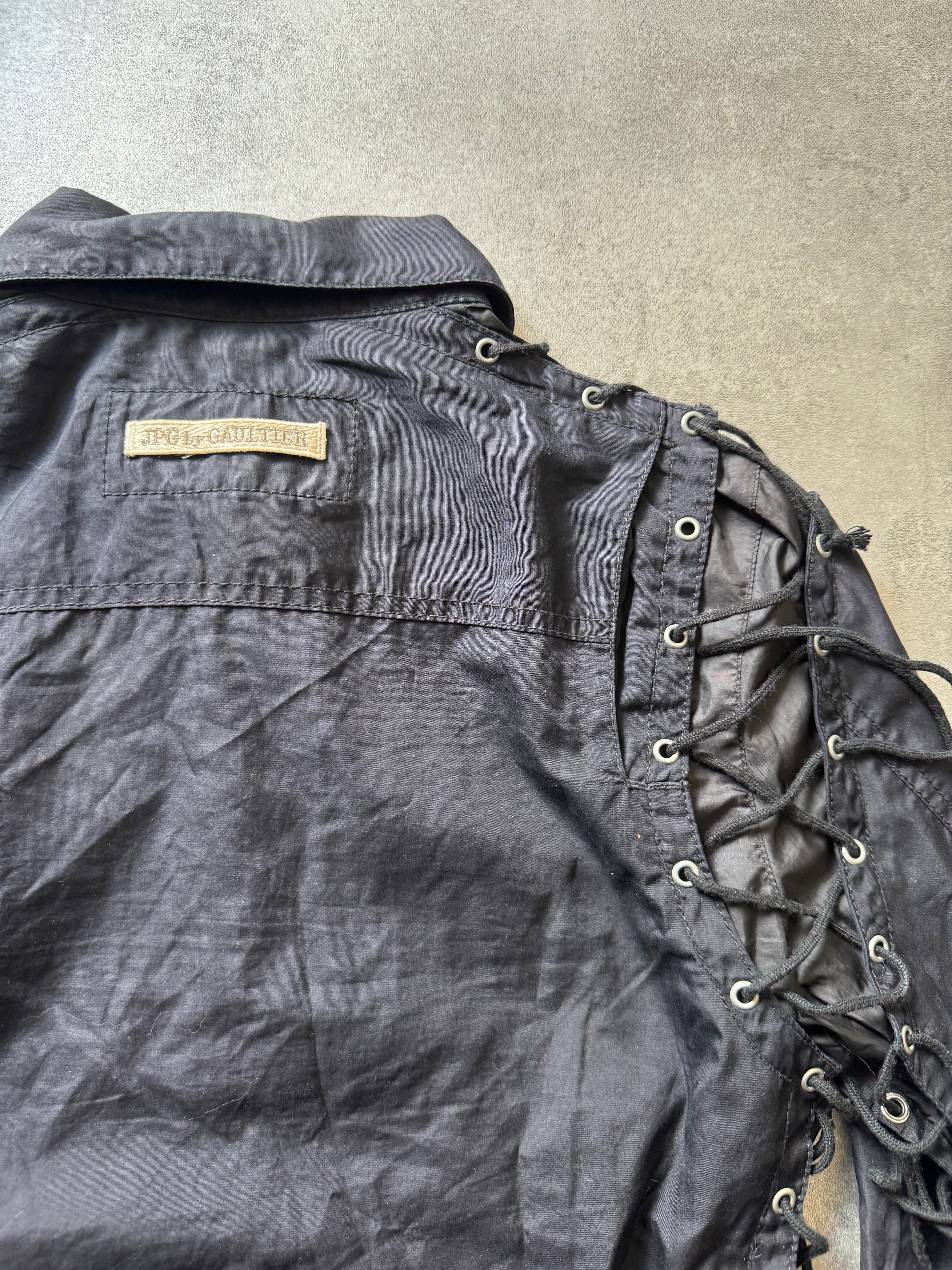 AW2003 Jean Paul Gaultier Strapped Bondage Light Trucker Jacket (S) - 10