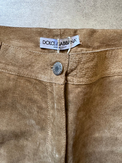 2000s Dolce & Gabbana Camel Leather Pants (M) - 7