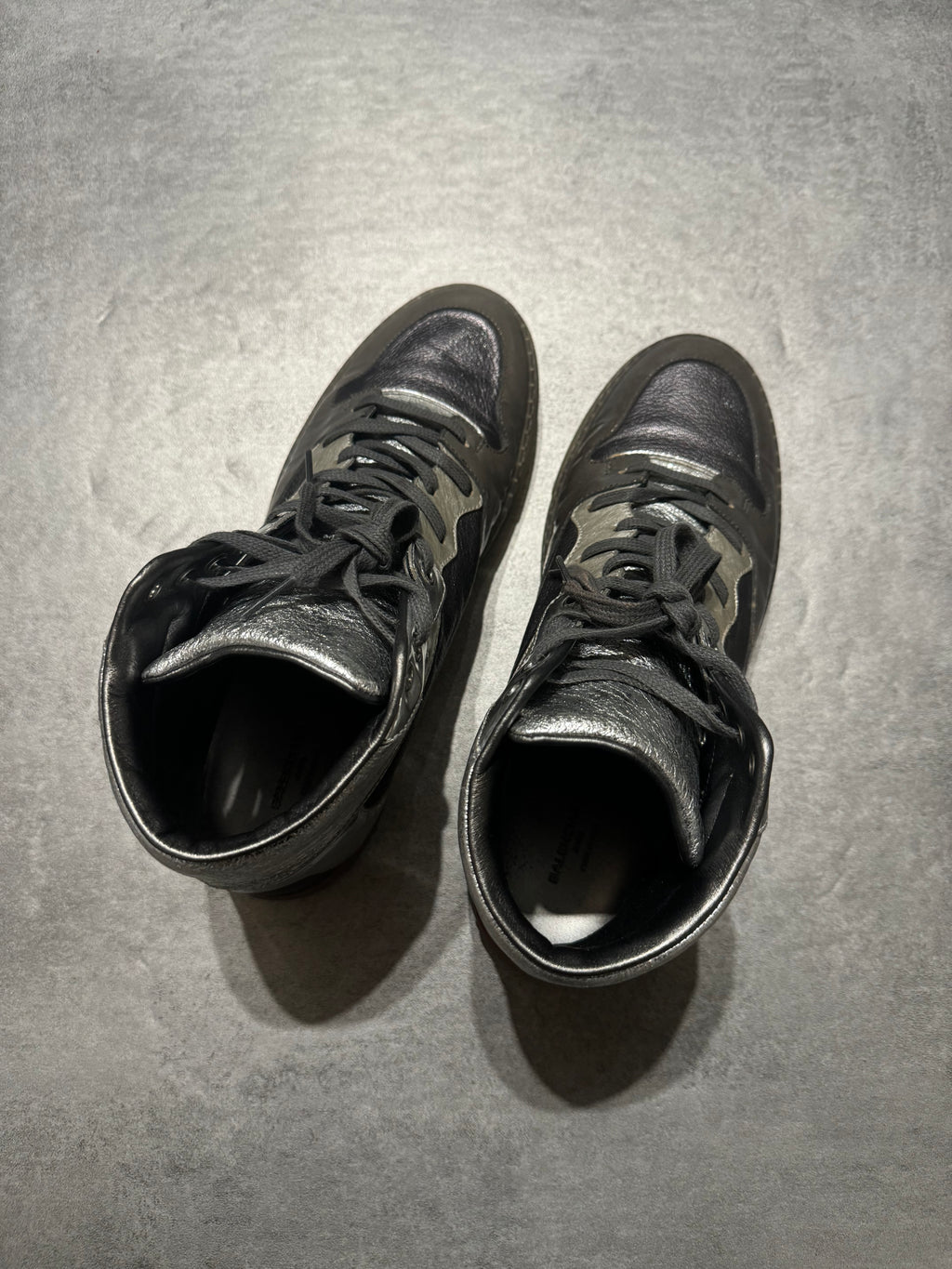 Balenciaga Arena City Grey Silver High Leather Shoes (41) - 4