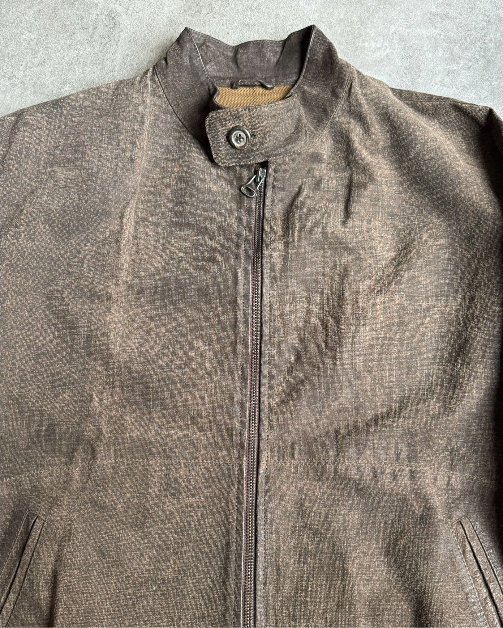 1990s Armani Brown Leather Light Biker Brown Jacket  (M/L) - 12