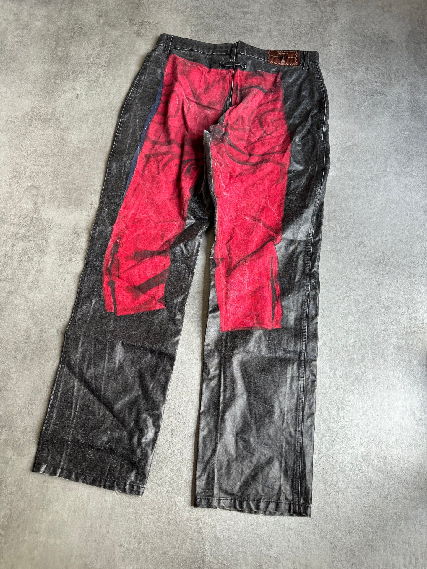 SS1999 Jean Paul Gaultier Trompe l'Oeil Biker Coating Pants (S) - 3