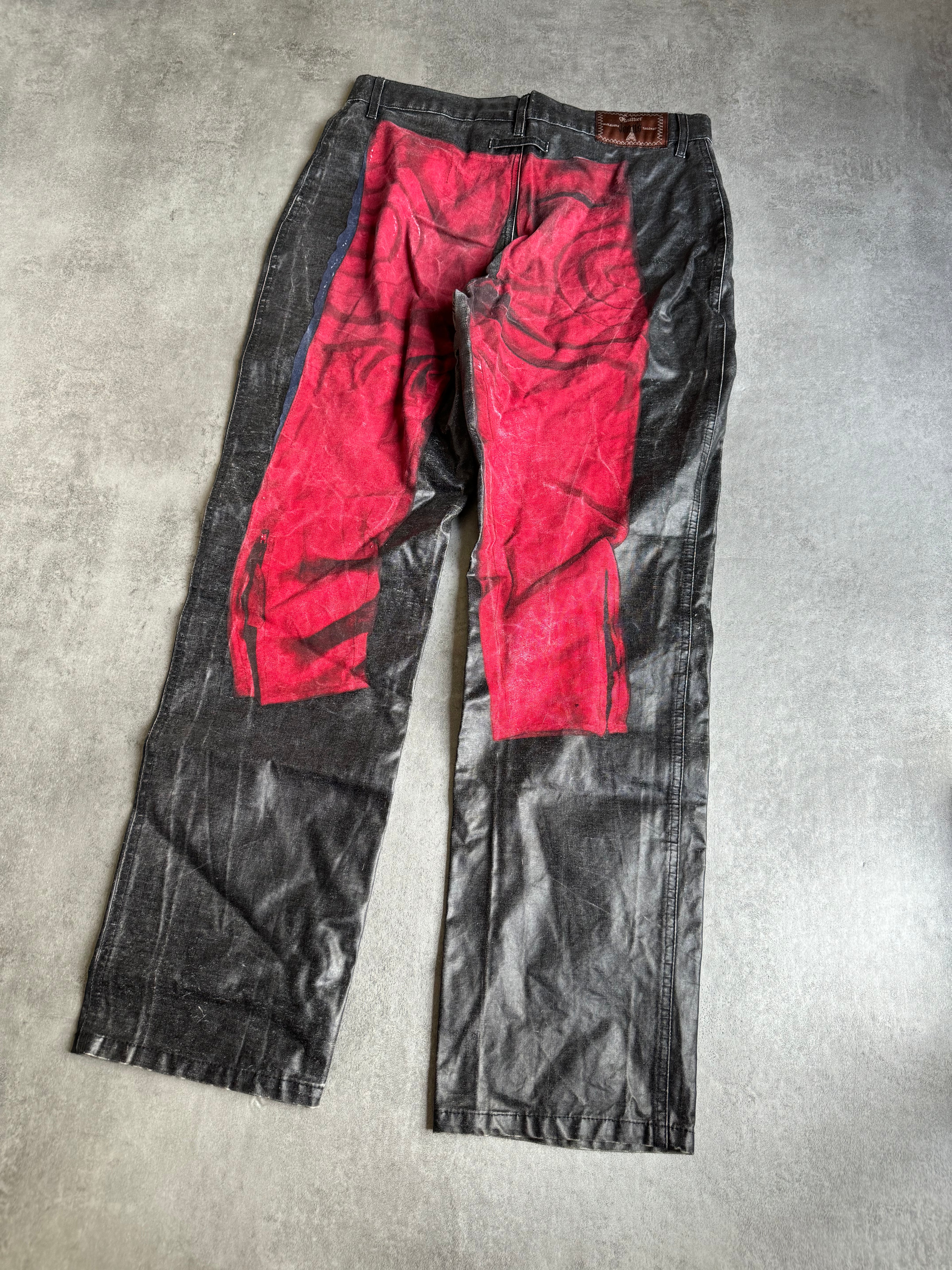 SS1999 Jean Paul Gaultier Trompe l'Oeil Biker Coating Pants (S) - 3