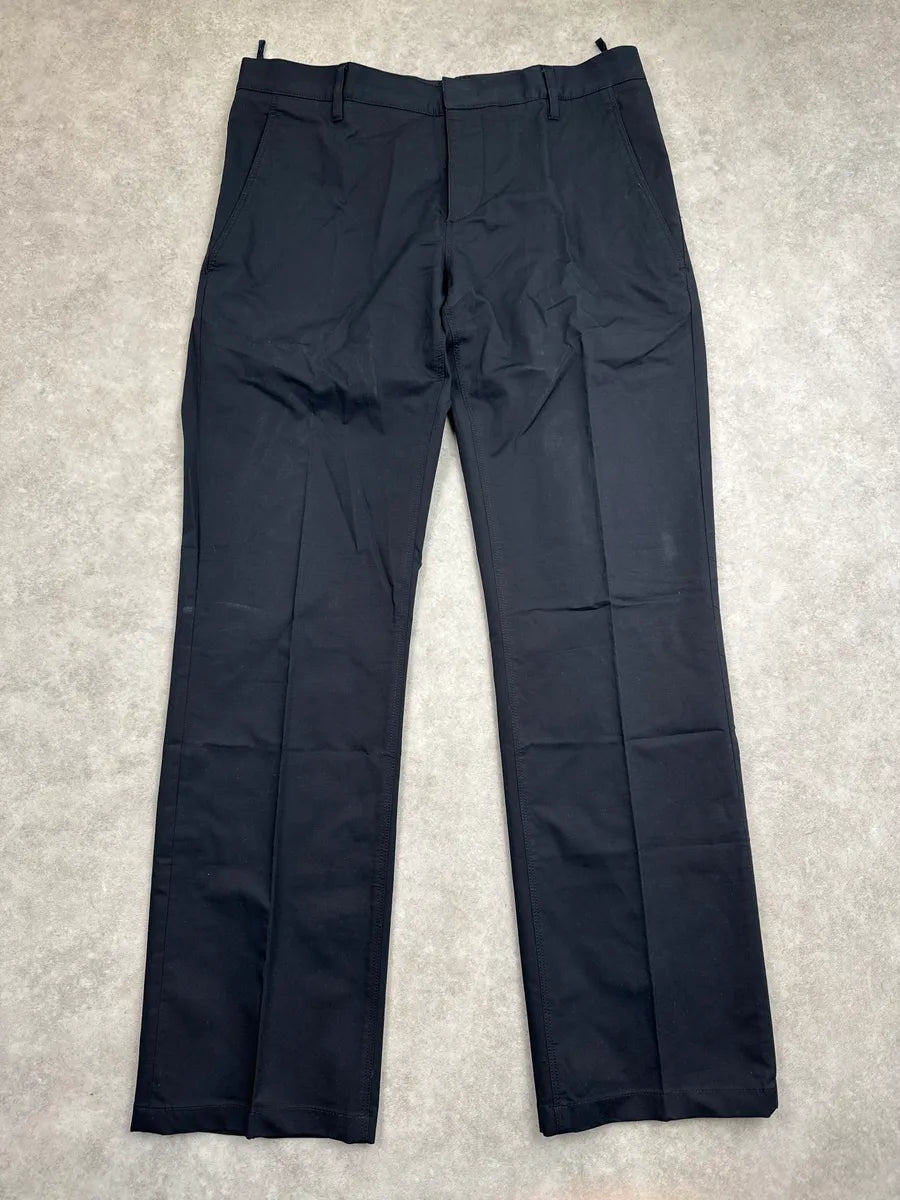 SS2009 Prada Black Stretch Straight-Leg Contrast Trim Pants RsNIoorV 0